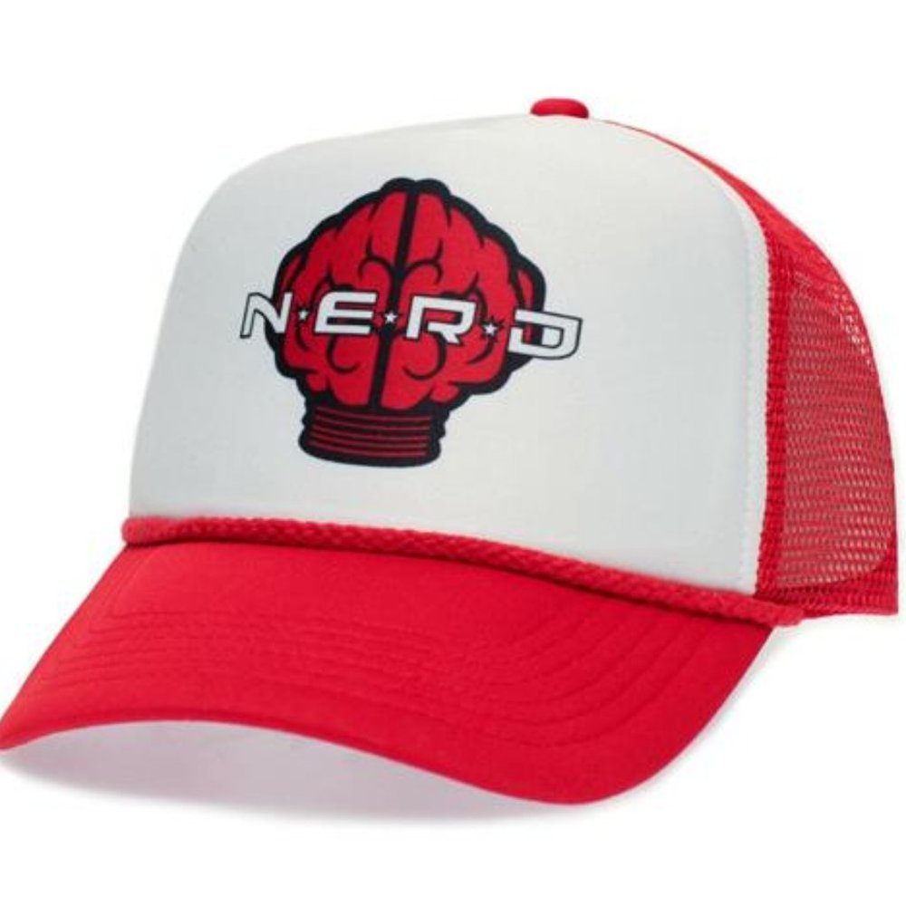 NERD RED Trucker Hat Neptunes Pharrell N*E*R*D N.E.R.D. Cap American Hip hop